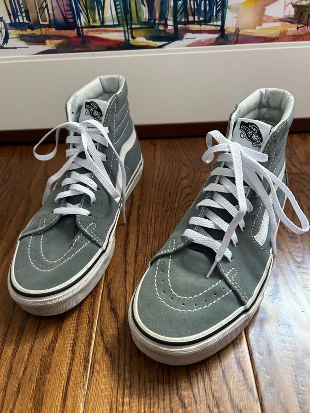Vans Sk8-Hi High Top Sneakers Gray and White